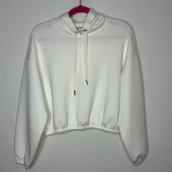 Spanx White Air Essentials Crop Pull-Over Hoodie Size M - Picture 3 of 7